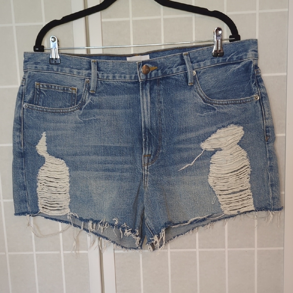 Frame Distressed Denim Shorts